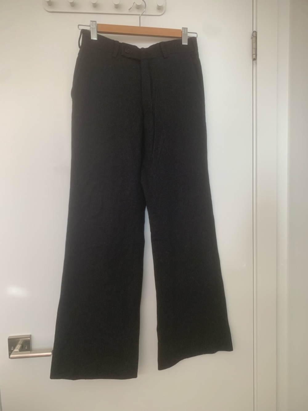 Vintage Ted Lapidus wool mid waist dark grey Wide-Leg Pants